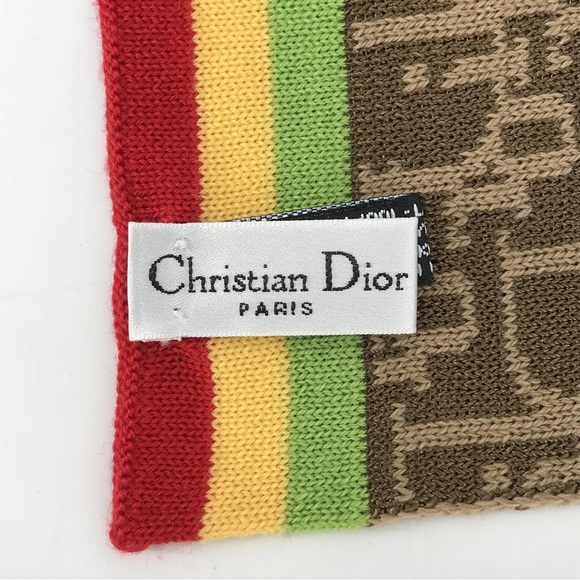 Dior Tan Scarf with Red and Yellow Accents - Picture 6 of 9